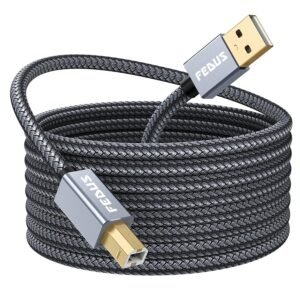 FEDUS 1.5 Meter USB Printer Cable, Nylon Braided Gold Plated USB A to Male To USB B 2.0 Cable